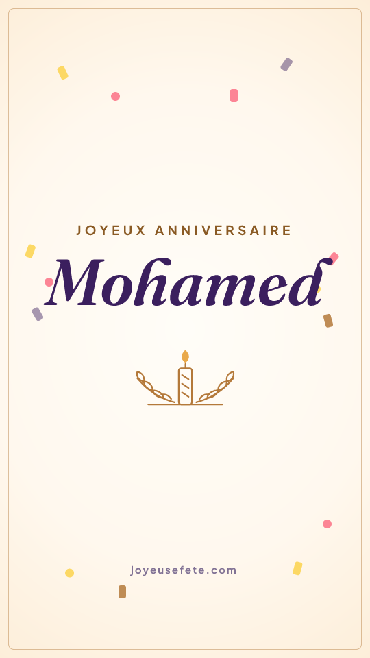 Image « Joyeux anniversaire Mohamed » au format story