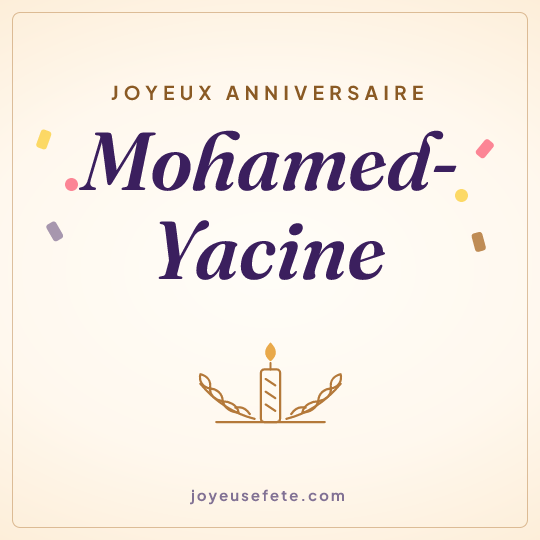 Image carrée « Joyeux anniversaire Mohamed-Yacine » pour WhatsApp