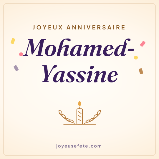 Image carrée « Joyeux anniversaire Mohamed-Yassine » pour WhatsApp