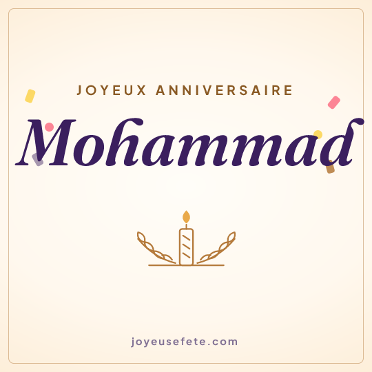 Image carrée « Joyeux anniversaire Mohammad » pour WhatsApp
