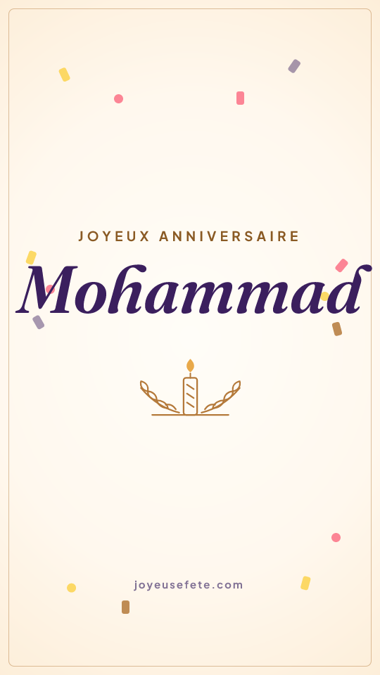 Image « Joyeux anniversaire Mohammad » au format story
