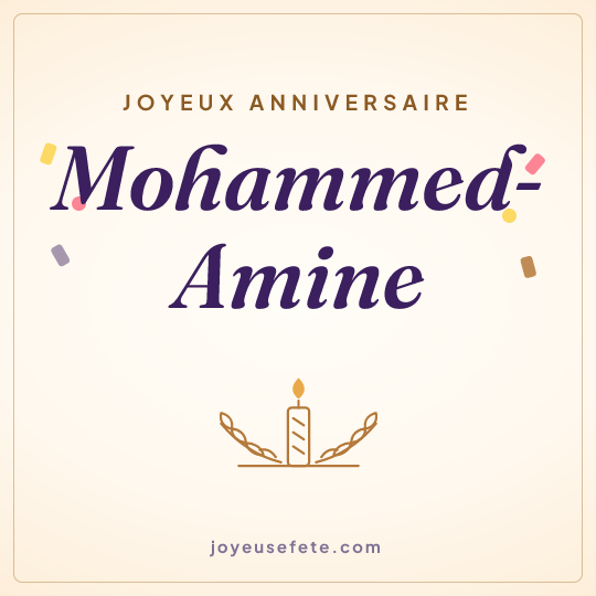 Image carrée « Joyeux anniversaire Mohammed-Amine » pour WhatsApp