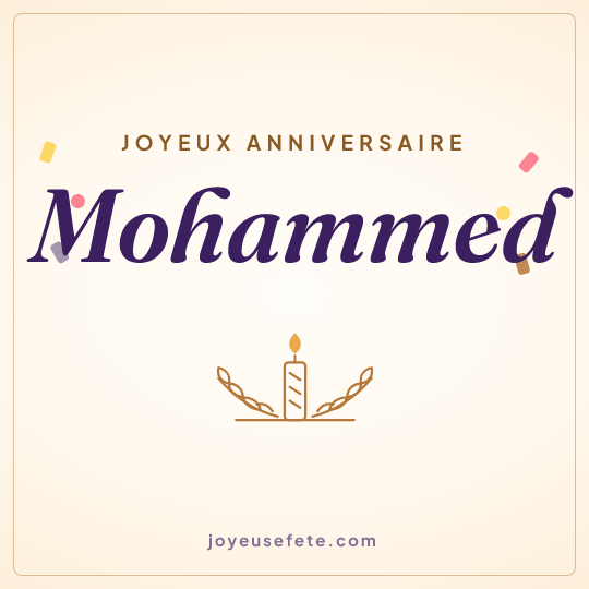 Image carrée « Joyeux anniversaire Mohammed » pour WhatsApp