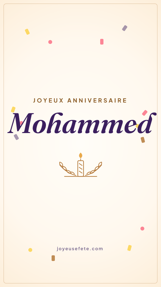 Image « Joyeux anniversaire Mohammed » au format story