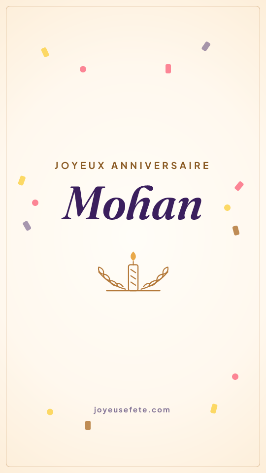Image « Joyeux anniversaire Mohan » au format story