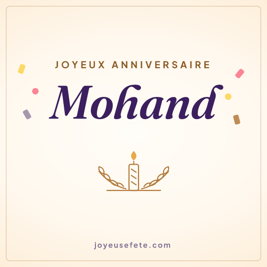 Image carrée « Joyeux anniversaire Mohand » pour WhatsApp