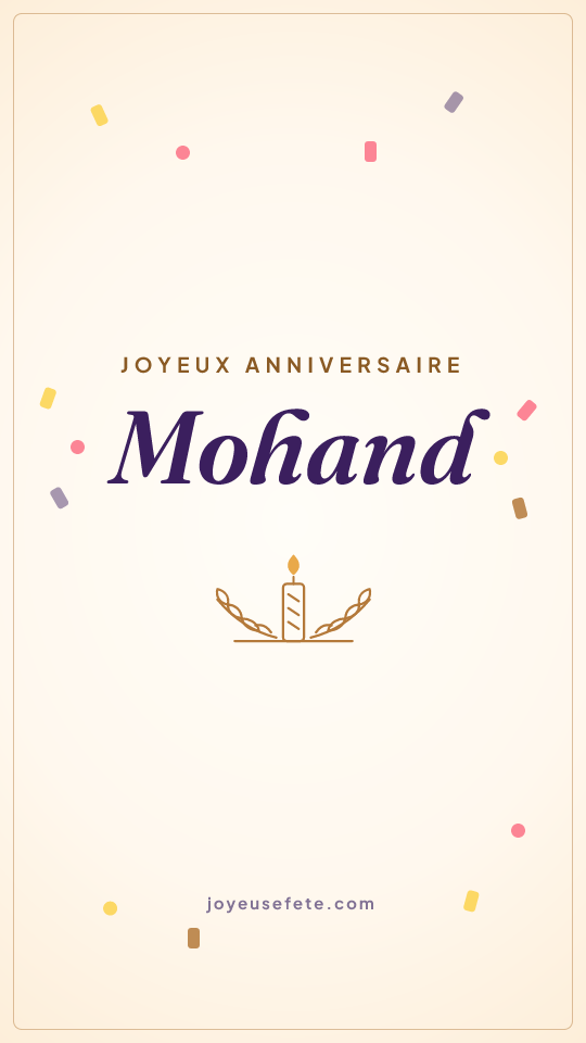Image « Joyeux anniversaire Mohand » au format story