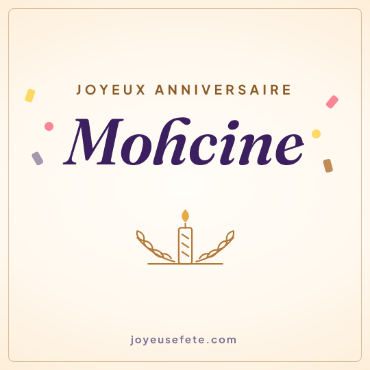 Image carrée « Joyeux anniversaire Mohcine » pour WhatsApp
