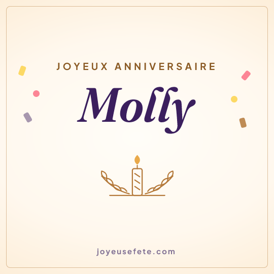 Image carrée « Joyeux anniversaire Molly » pour WhatsApp