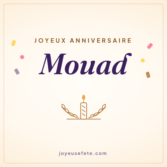 Image carrée « Joyeux anniversaire Mouad » pour WhatsApp