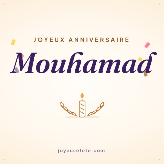 Image carrée « Joyeux anniversaire Mouhamad » pour WhatsApp
