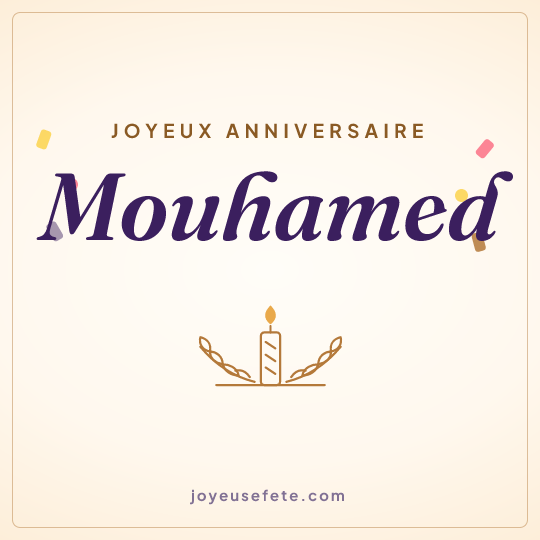 Image carrée « Joyeux anniversaire Mouhamed » pour WhatsApp