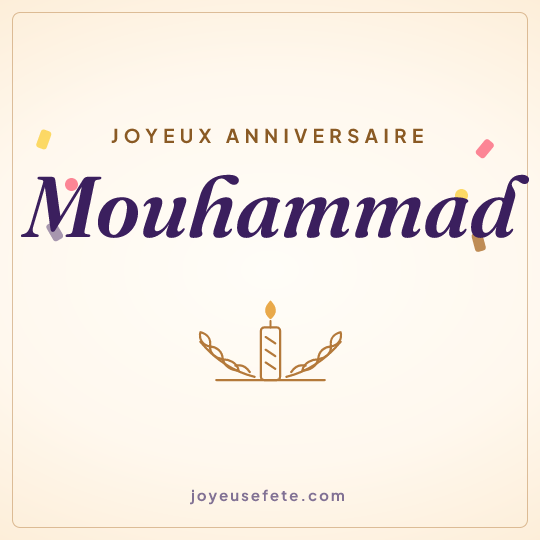 Image carrée « Joyeux anniversaire Mouhammad » pour WhatsApp