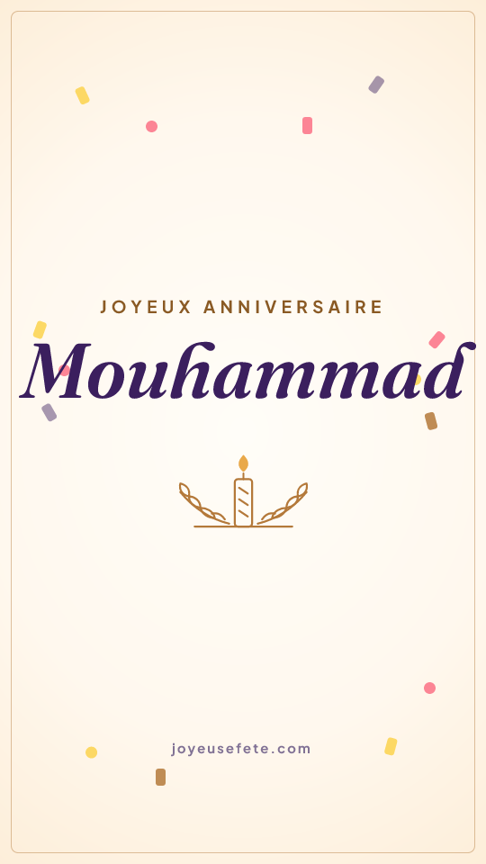 Image « Joyeux anniversaire Mouhammad » au format story