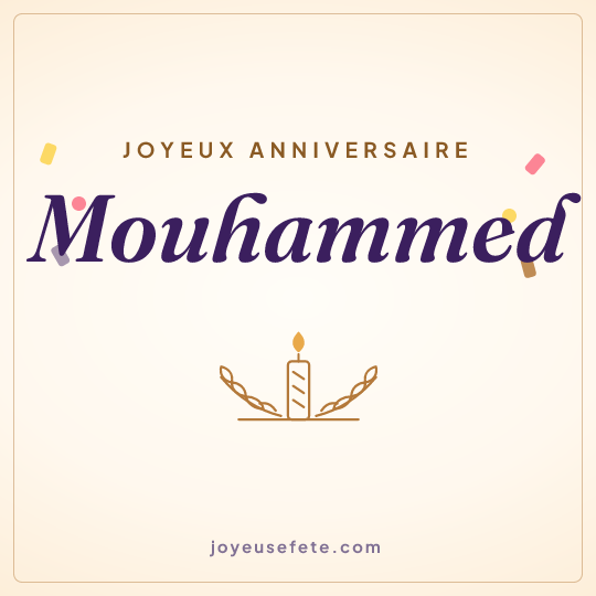 Image carrée « Joyeux anniversaire Mouhammed » pour WhatsApp