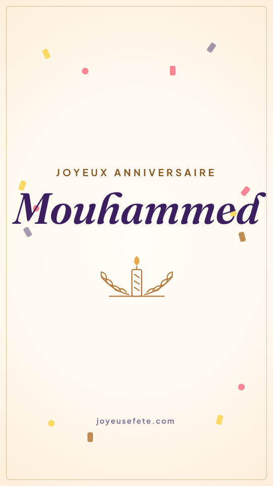 Image « Joyeux anniversaire Mouhammed » au format story