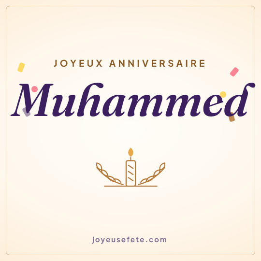 Image carrée « Joyeux anniversaire Muhammed » pour WhatsApp