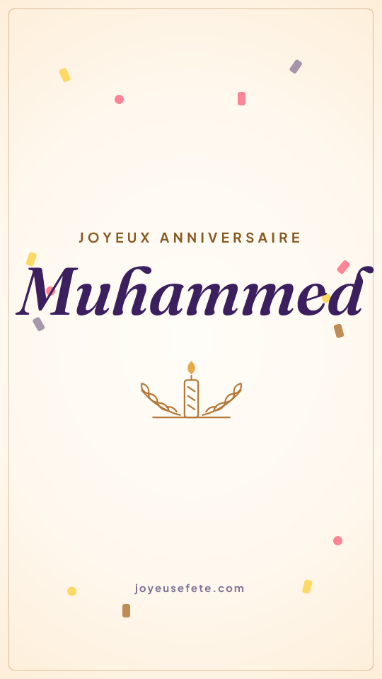 Image « Joyeux anniversaire Muhammed » au format story