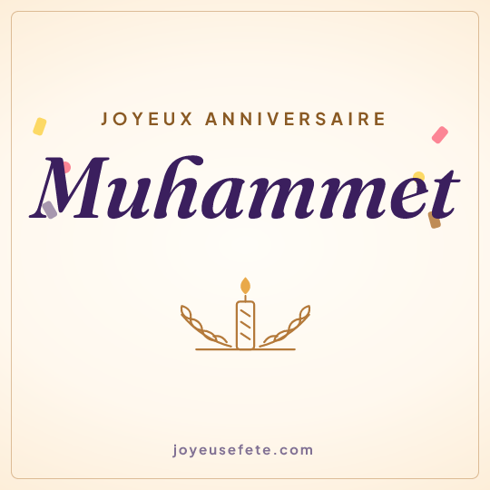 Image carrée « Joyeux anniversaire Muhammet » pour WhatsApp