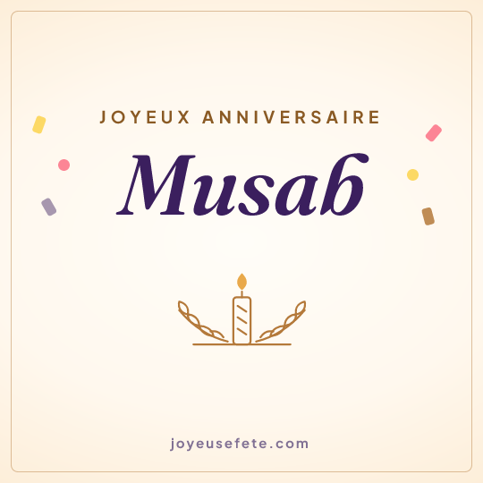 Image carrée « Joyeux anniversaire Musab » pour WhatsApp