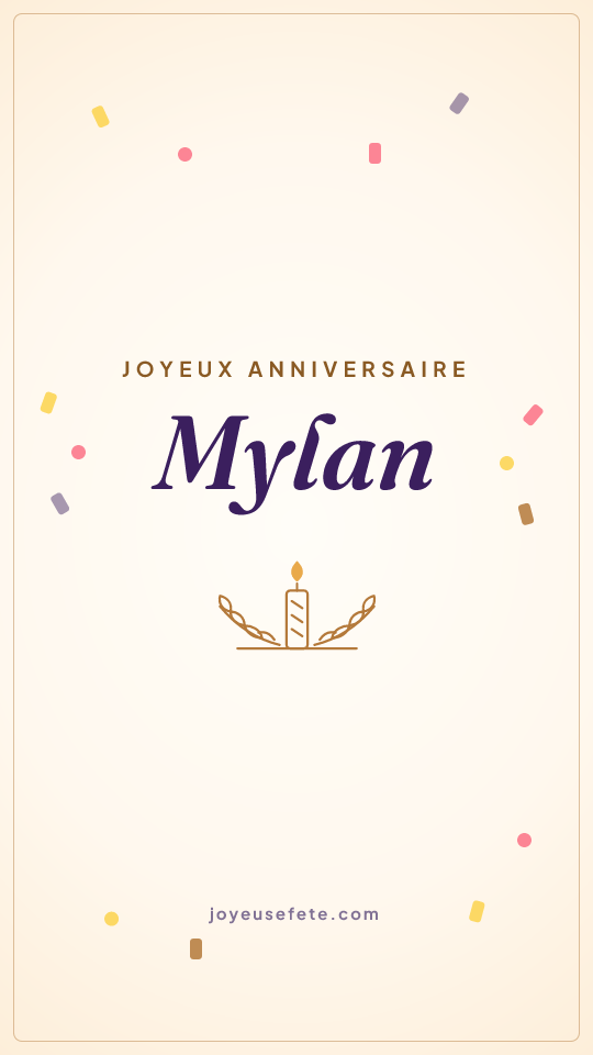 Image « Joyeux anniversaire Mylan » au format story