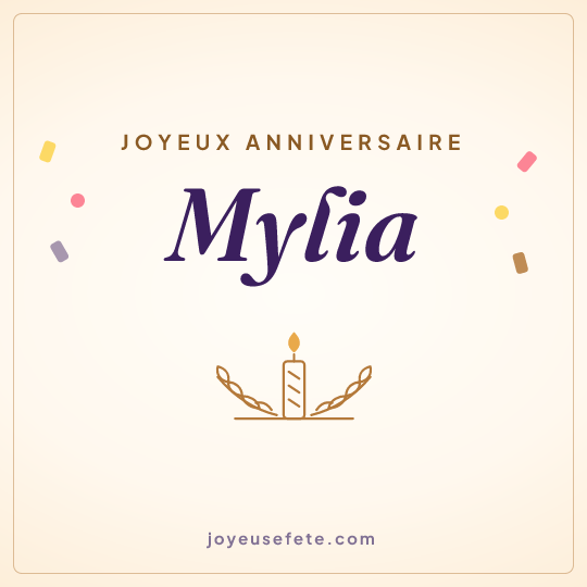 Image carrée « Joyeux anniversaire Mylia » pour WhatsApp