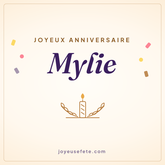 Image carrée « Joyeux anniversaire Mylie » pour WhatsApp