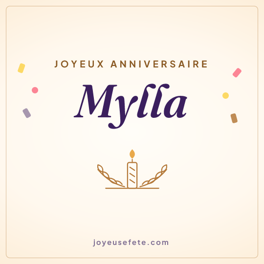 Image carrée « Joyeux anniversaire Mylla » pour WhatsApp