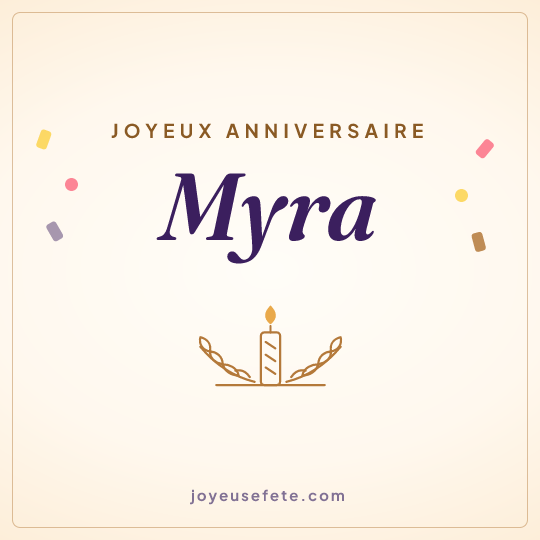 Image carrée « Joyeux anniversaire Myra » pour WhatsApp