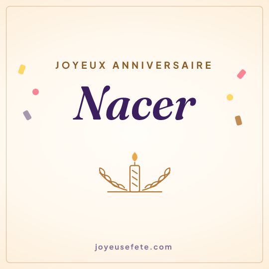 Image carrée « Joyeux anniversaire Nacer » pour WhatsApp