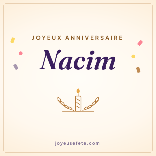 Image carrée « Joyeux anniversaire Nacim » pour WhatsApp