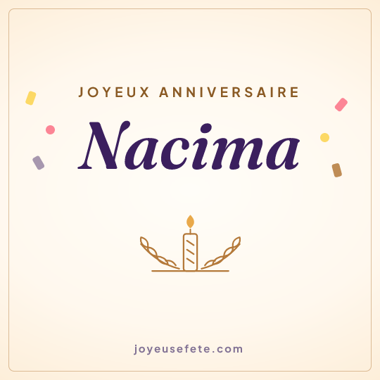 Image carrée « Joyeux anniversaire Nacima » pour WhatsApp