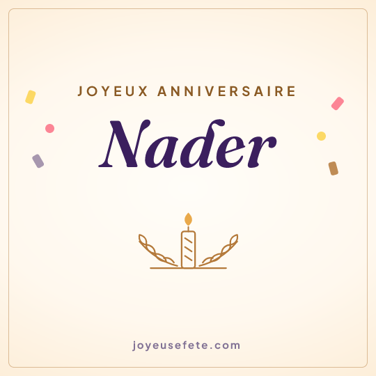 Image carrée « Joyeux anniversaire Nader » pour WhatsApp