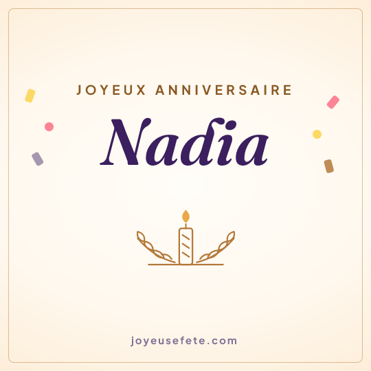 Image carrée « Joyeux anniversaire Nadia » pour WhatsApp