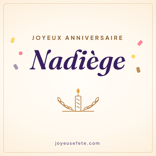 Image carrée « Joyeux anniversaire Nadiège » pour WhatsApp
