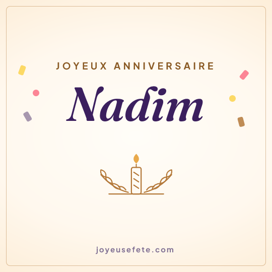 Image carrée « Joyeux anniversaire Nadim » pour WhatsApp