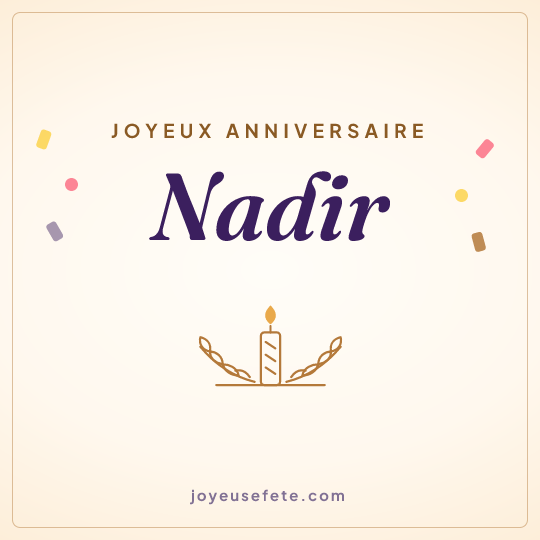 Image carrée « Joyeux anniversaire Nadir » pour WhatsApp