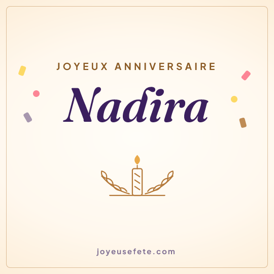 Image carrée « Joyeux anniversaire Nadira » pour WhatsApp