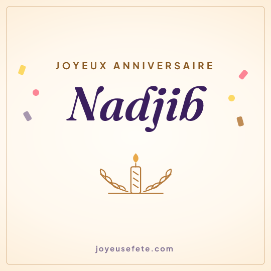 Image carrée « Joyeux anniversaire Nadjib » pour WhatsApp