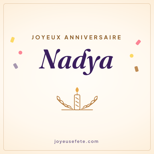 Image carrée « Joyeux anniversaire Nadya » pour WhatsApp