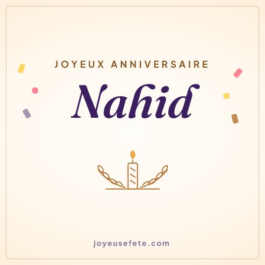 Image carrée « Joyeux anniversaire Nahid » pour WhatsApp