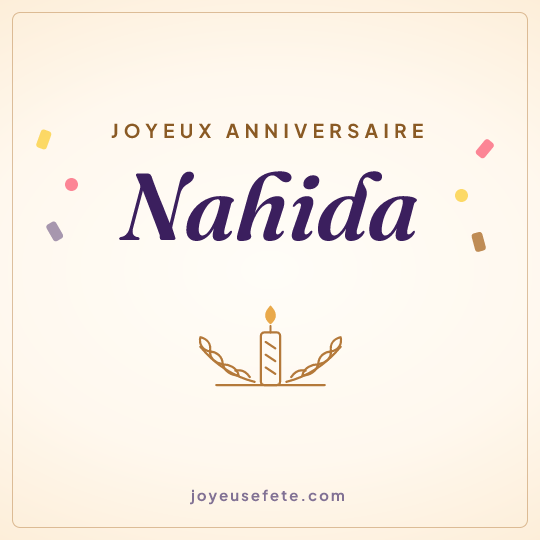 Image carrée « Joyeux anniversaire Nahida » pour WhatsApp