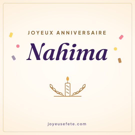 Image carrée « Joyeux anniversaire Nahima » pour WhatsApp