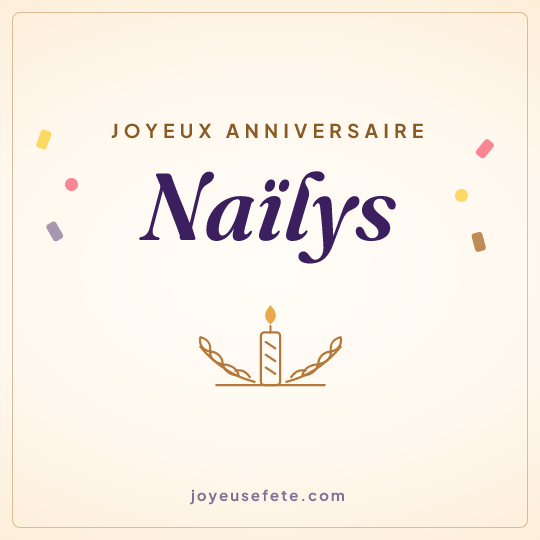 Image carrée « Joyeux anniversaire Naïlys » pour WhatsApp