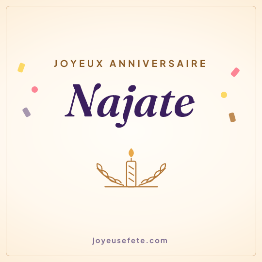 Image carrée « Joyeux anniversaire Najate » pour WhatsApp