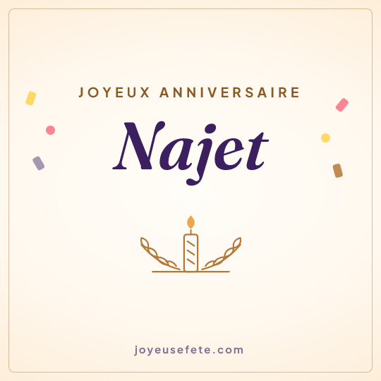 Image carrée « Joyeux anniversaire Najet » pour WhatsApp