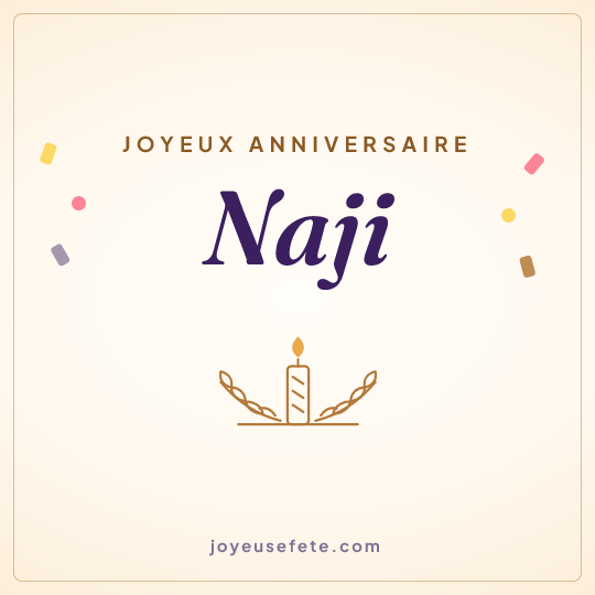 Image carrée « Joyeux anniversaire Naji » pour WhatsApp