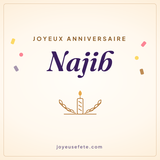 Image carrée « Joyeux anniversaire Najib » pour WhatsApp