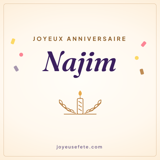 Image carrée « Joyeux anniversaire Najim » pour WhatsApp