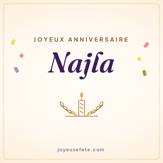 Image carrée « Joyeux anniversaire Najla » pour WhatsApp